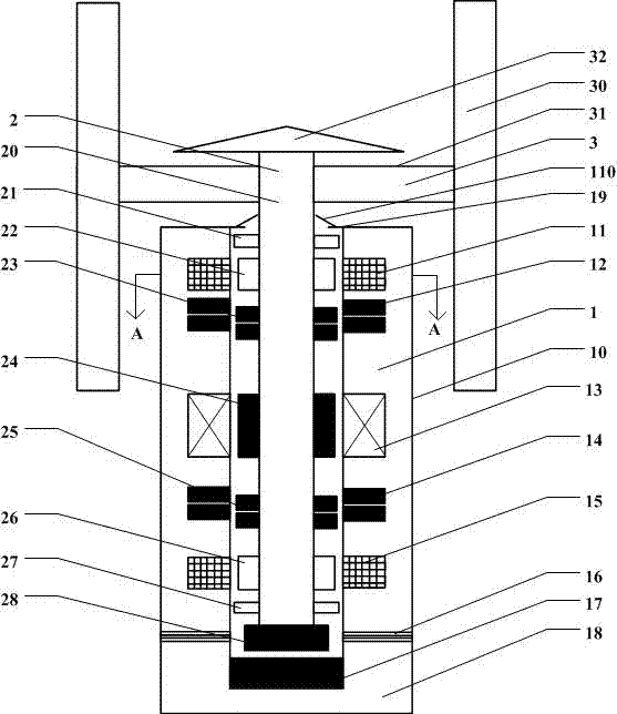 A vertical axis inner rotor magnetic levitation wind power generator