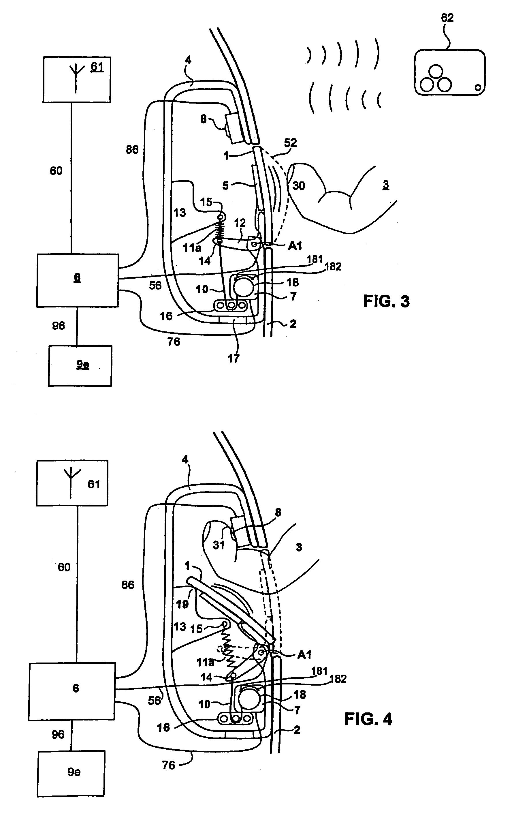 Door handle equipped with an automatic retractable flap