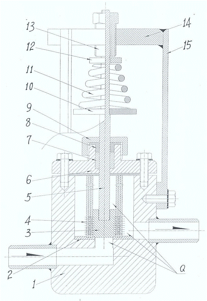 Micro-flow labyrinth bypassing pressure adjusting and stabilizing valve