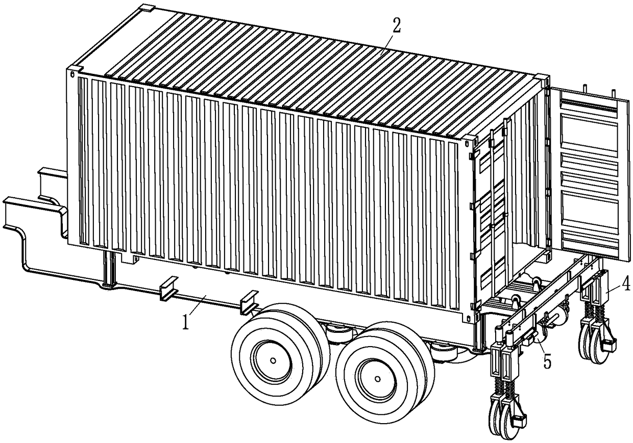 A semi-trailer container automatic running mechanism