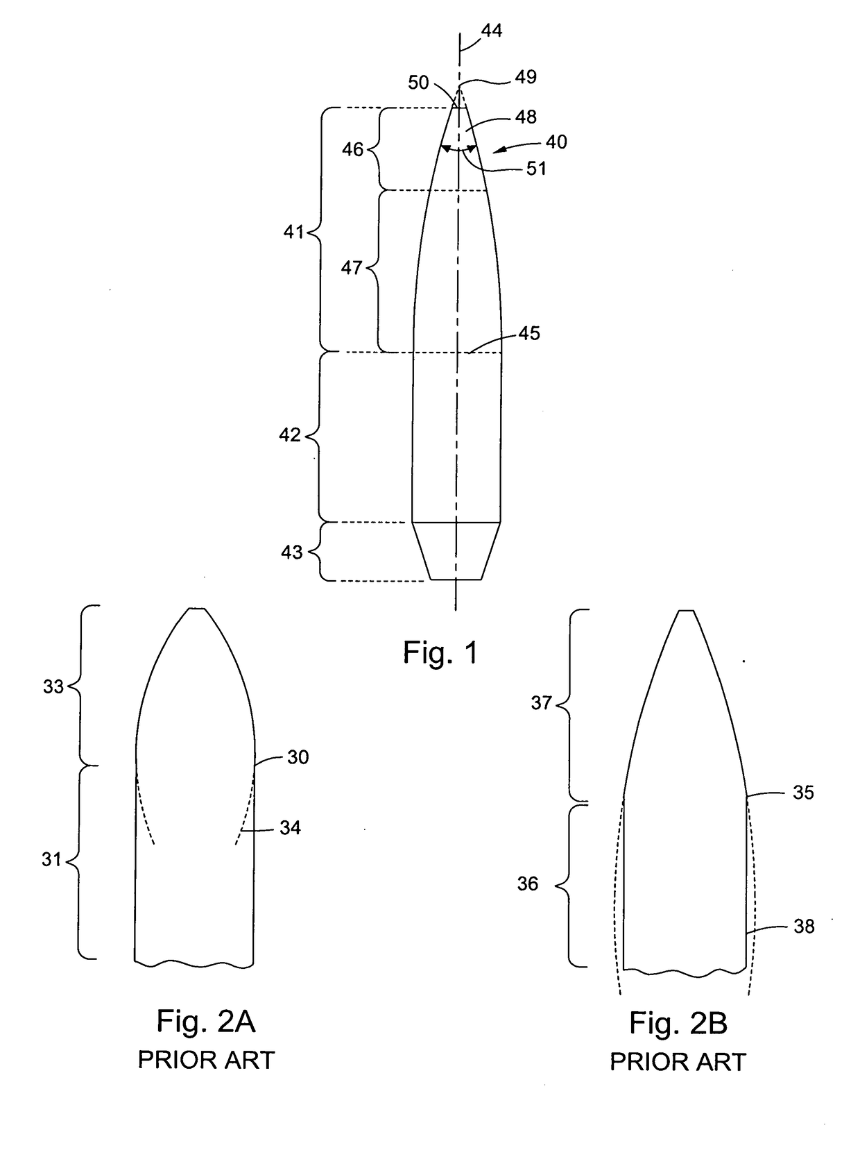 Ammunition projectile having improved aerodynamic profile and method for manufacturing same