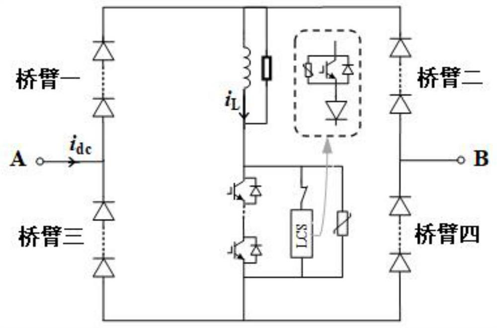 Direct-current fault current limiter suitable for self-cleaning MMC type direct-current distribution network and control method