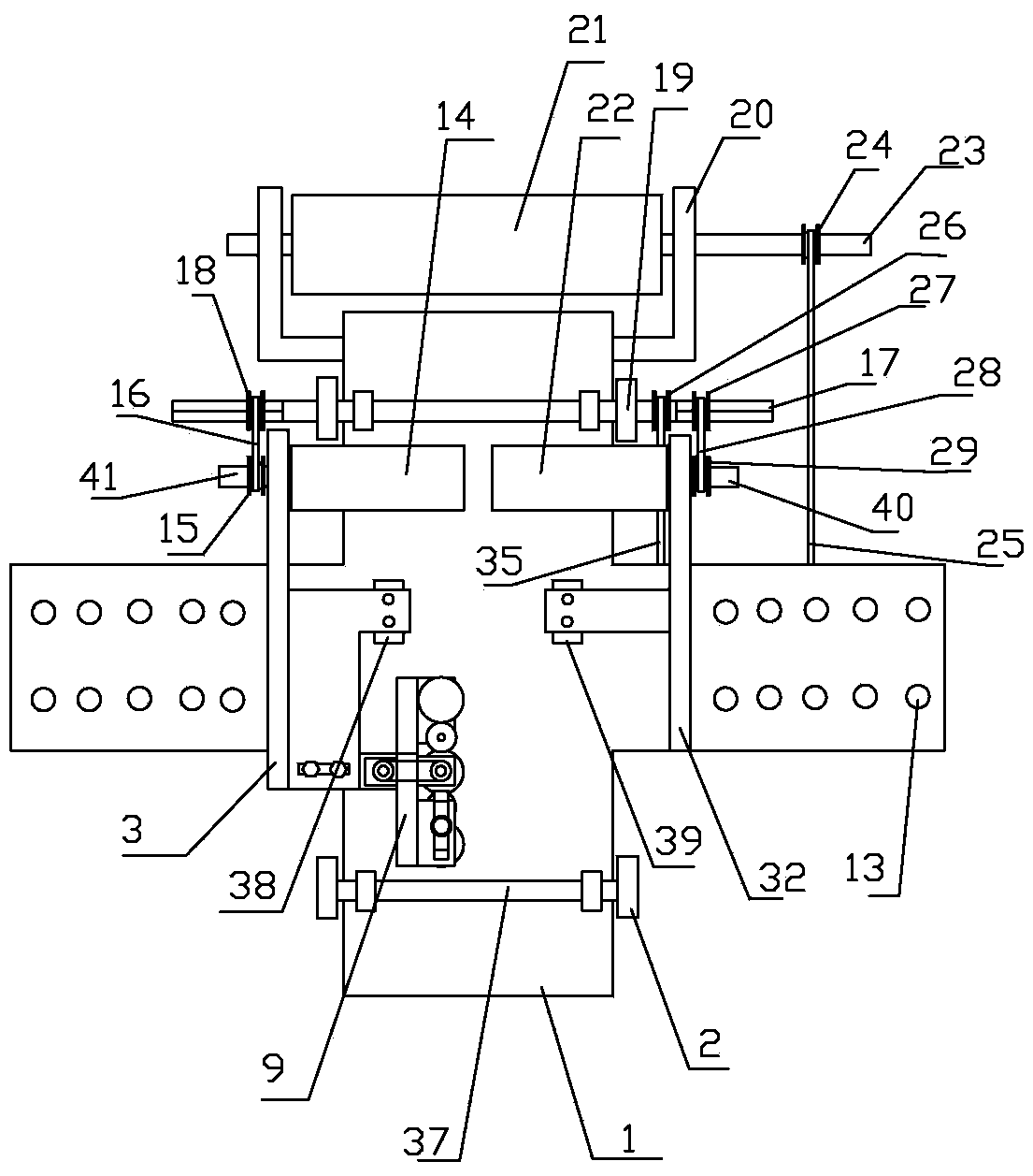 Vertical H-shaped steel four-face rust removal device