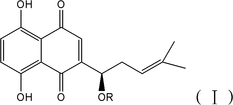 Application of alkannin glucoside to preparation of pyruvate kinase inhibitor