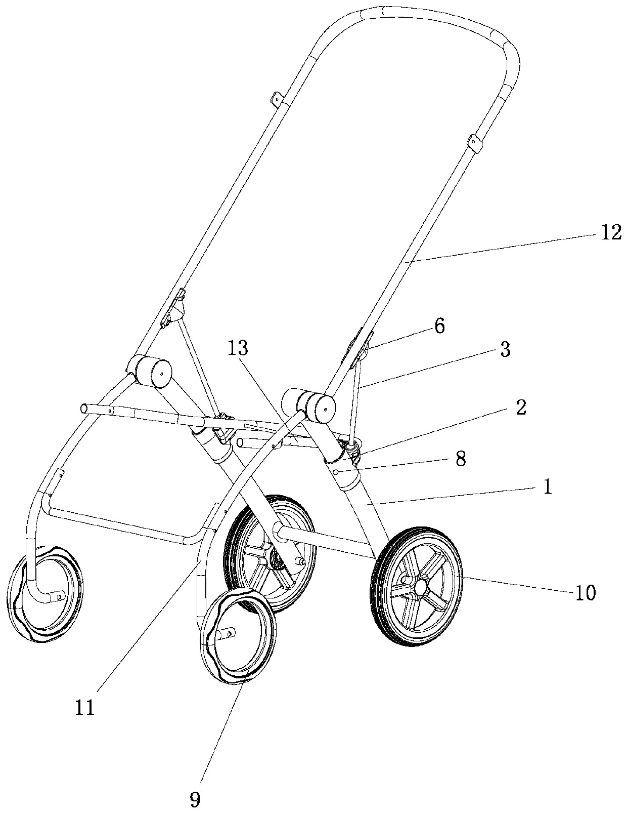 Stroller store folding mechanism