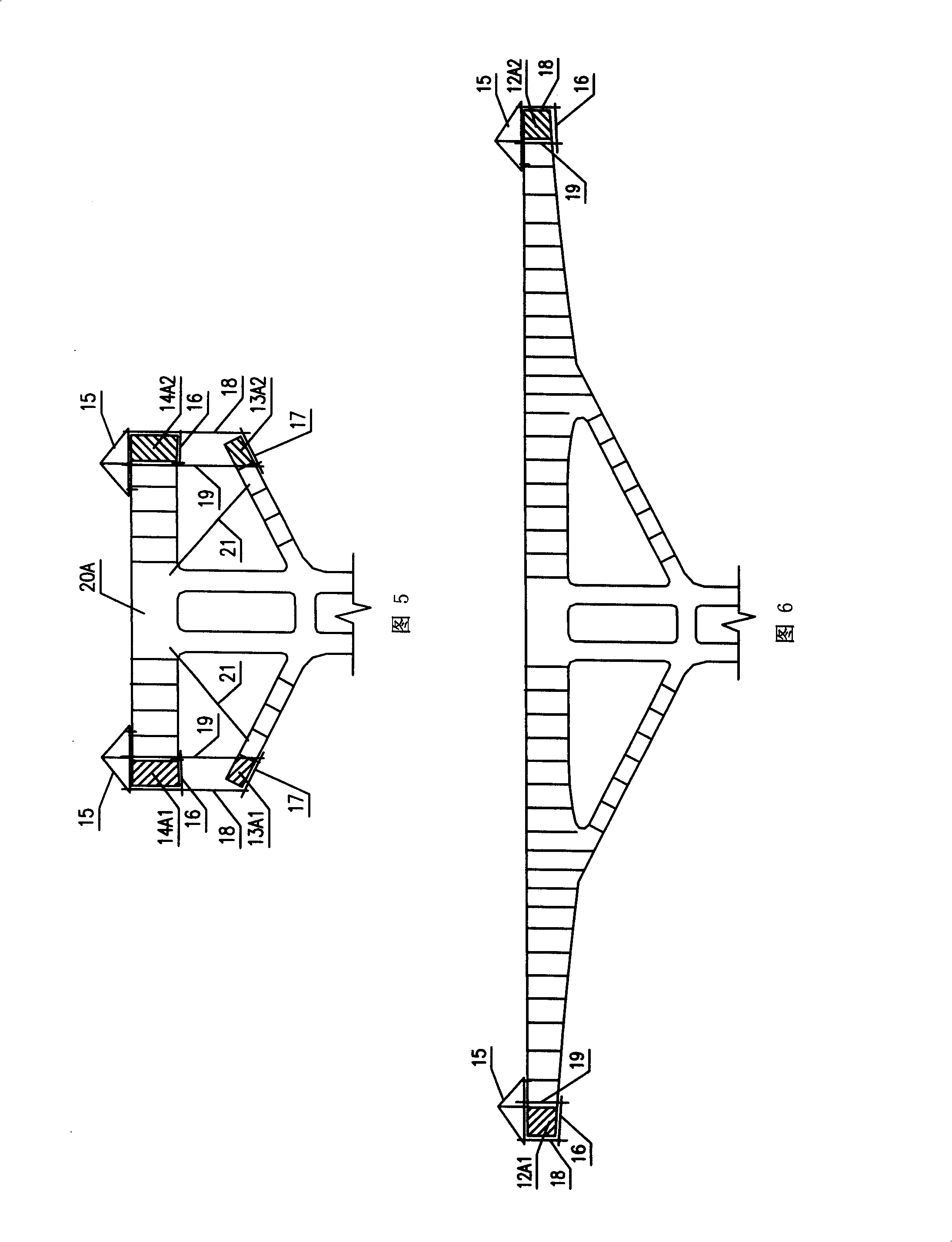 Structure of slant legged rigid frame bridge and cantalever pouring construction method