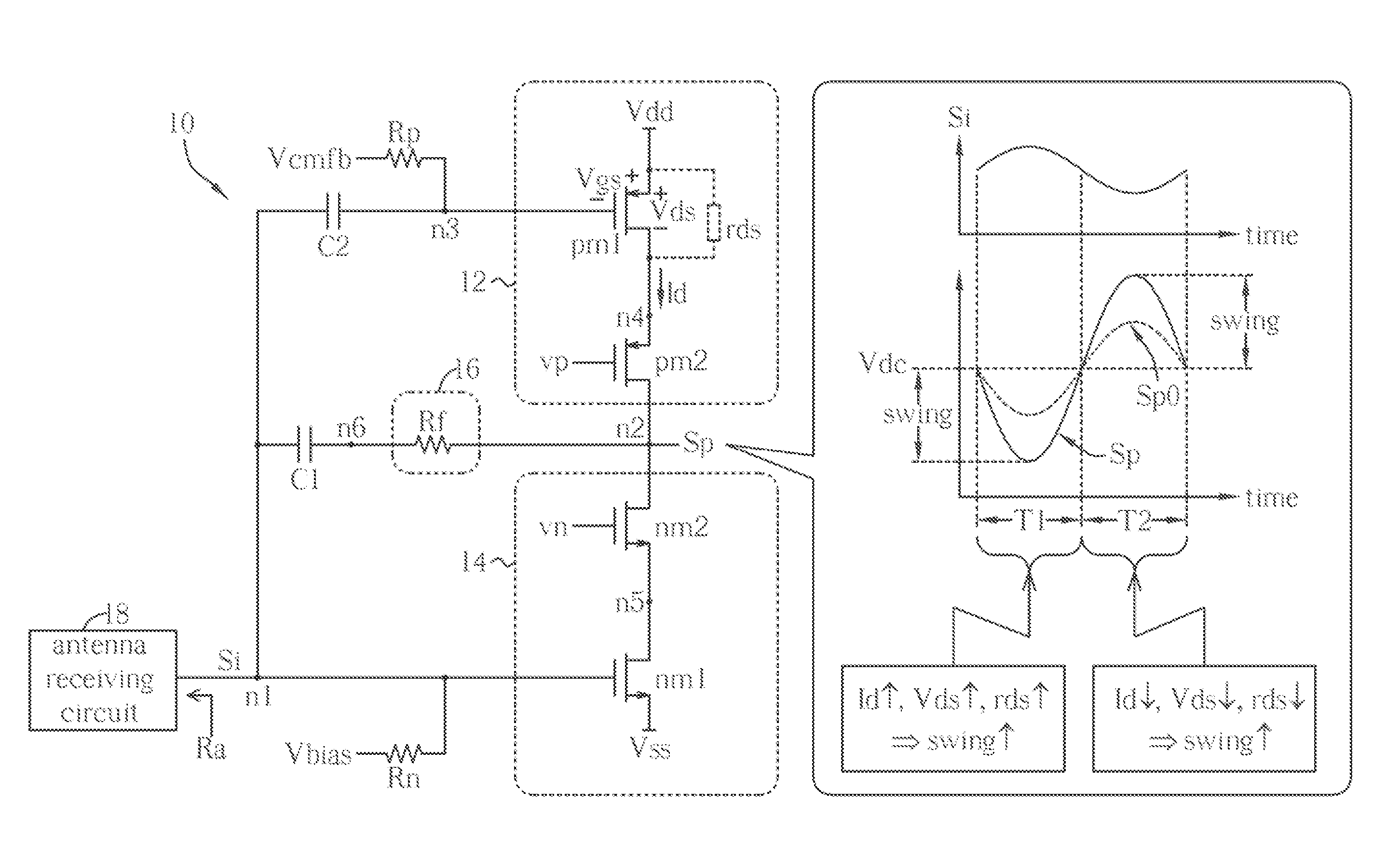 Amplifier for wireless receiver and associated method