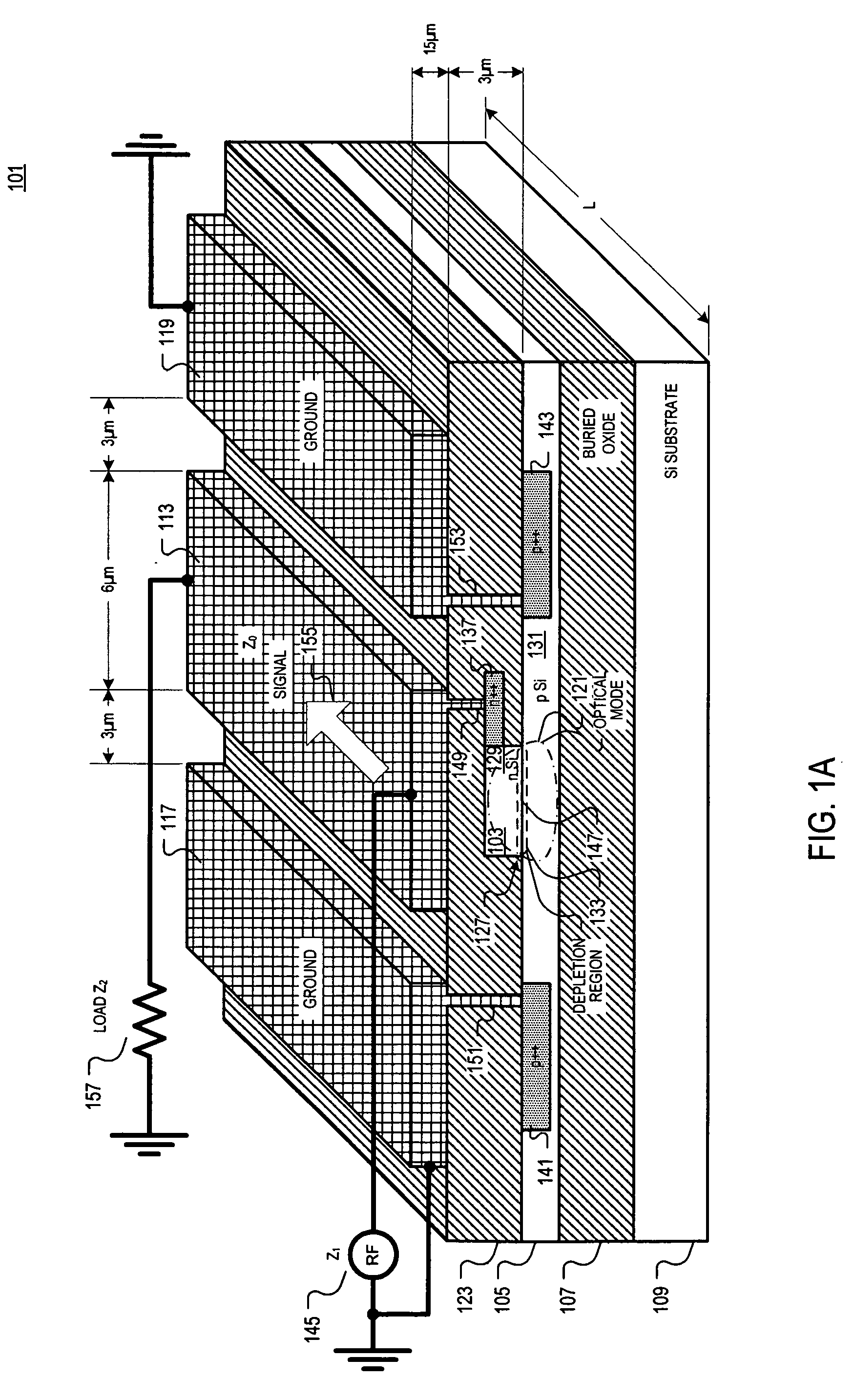 Optical waveguide with single sided coplanar contact optical phase modulator