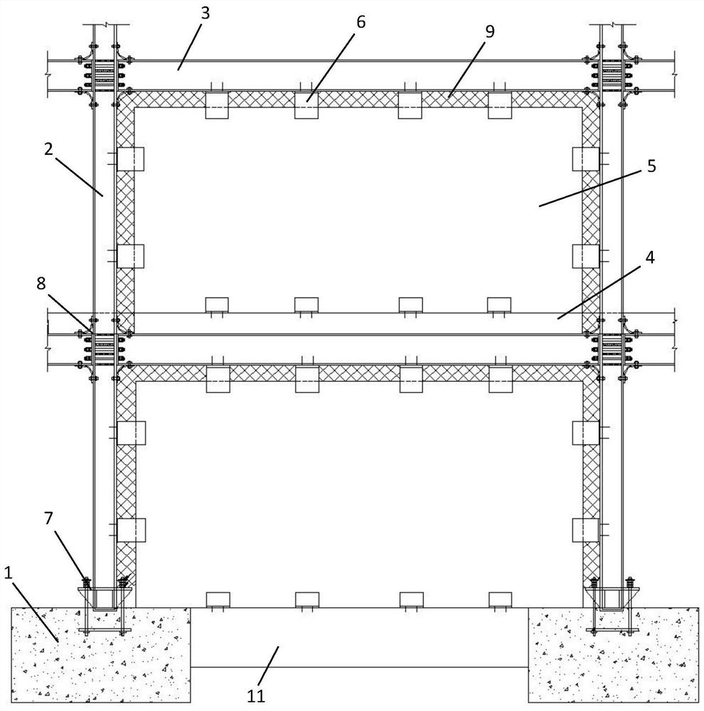 Prefabricated assembly type self-resetting frame integral structure
