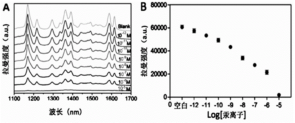 Preparation method and application of mercury ion probe