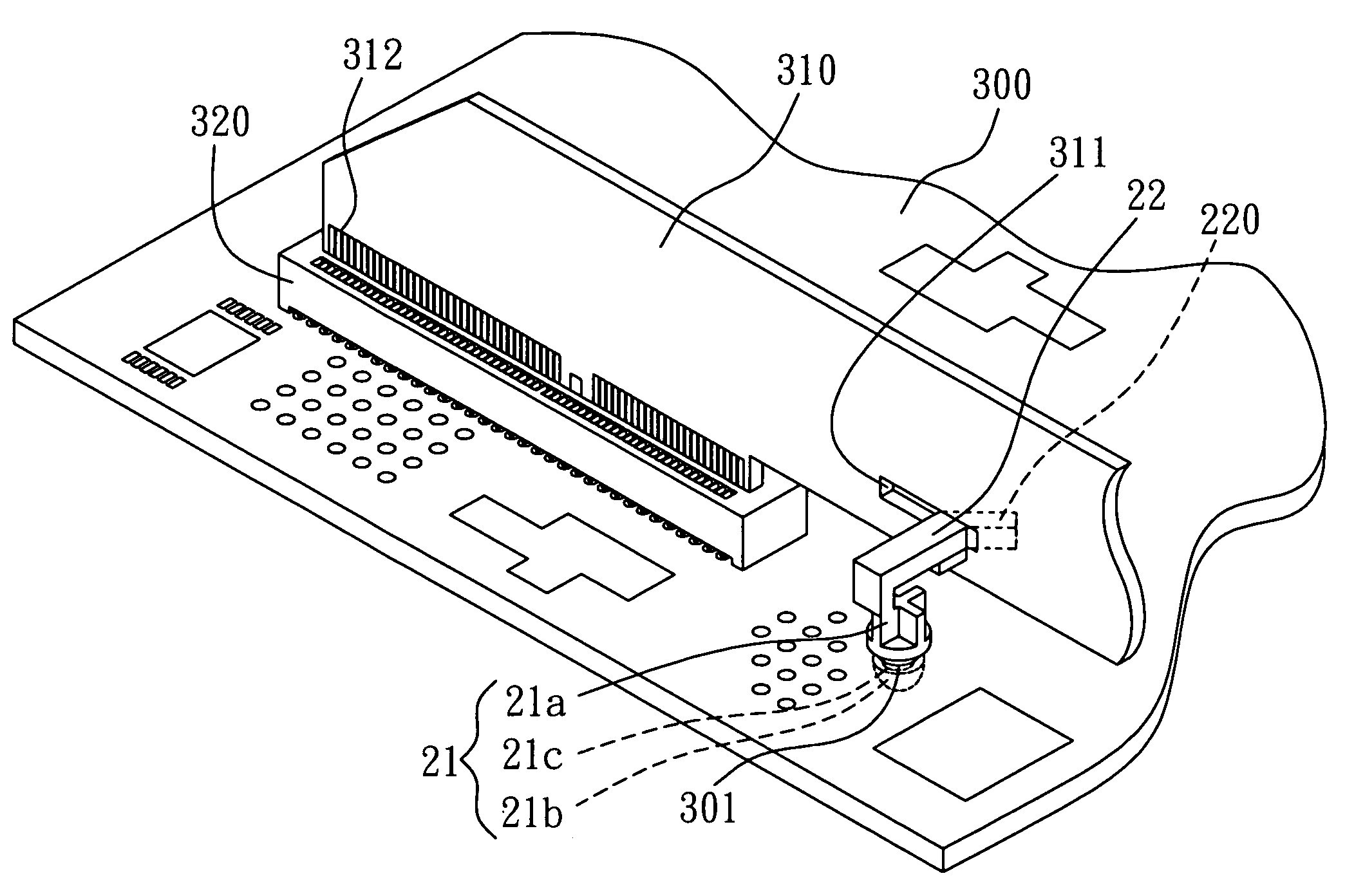 Fixing structure for external circuit board