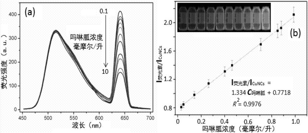 Moroxydine ratiometric fluorescent probe based on copper nano-cluster/fluorescein composite