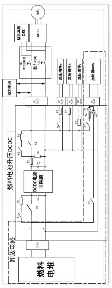 Fuel cell system discharge circuit based on two-level protection