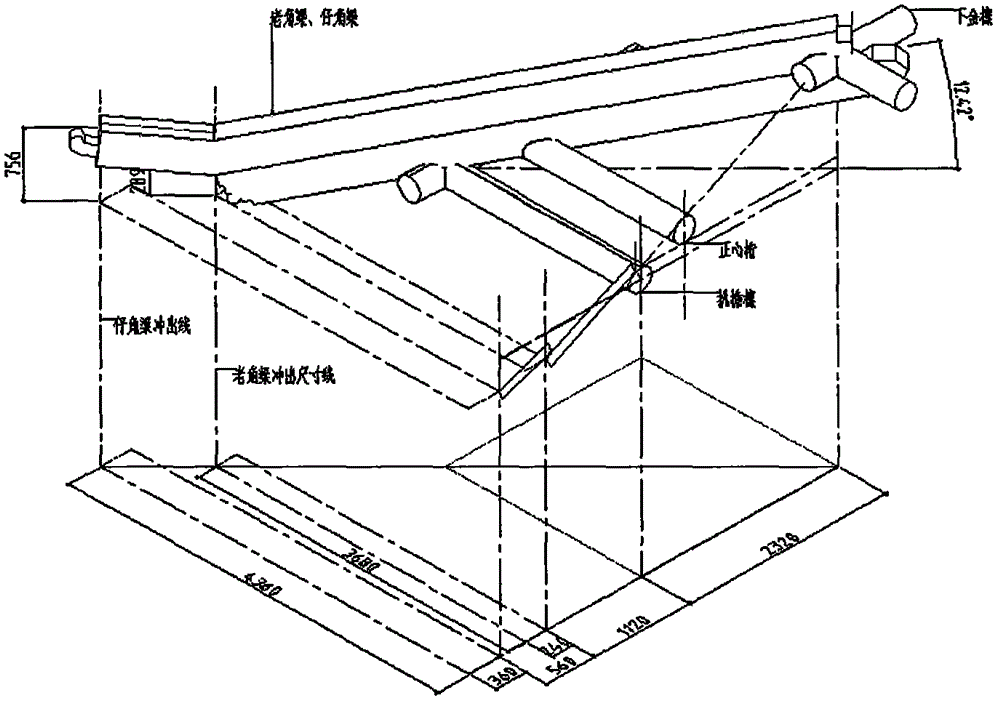 Archaized building concrete upturned roof ridge design and construction method based on computer assistance