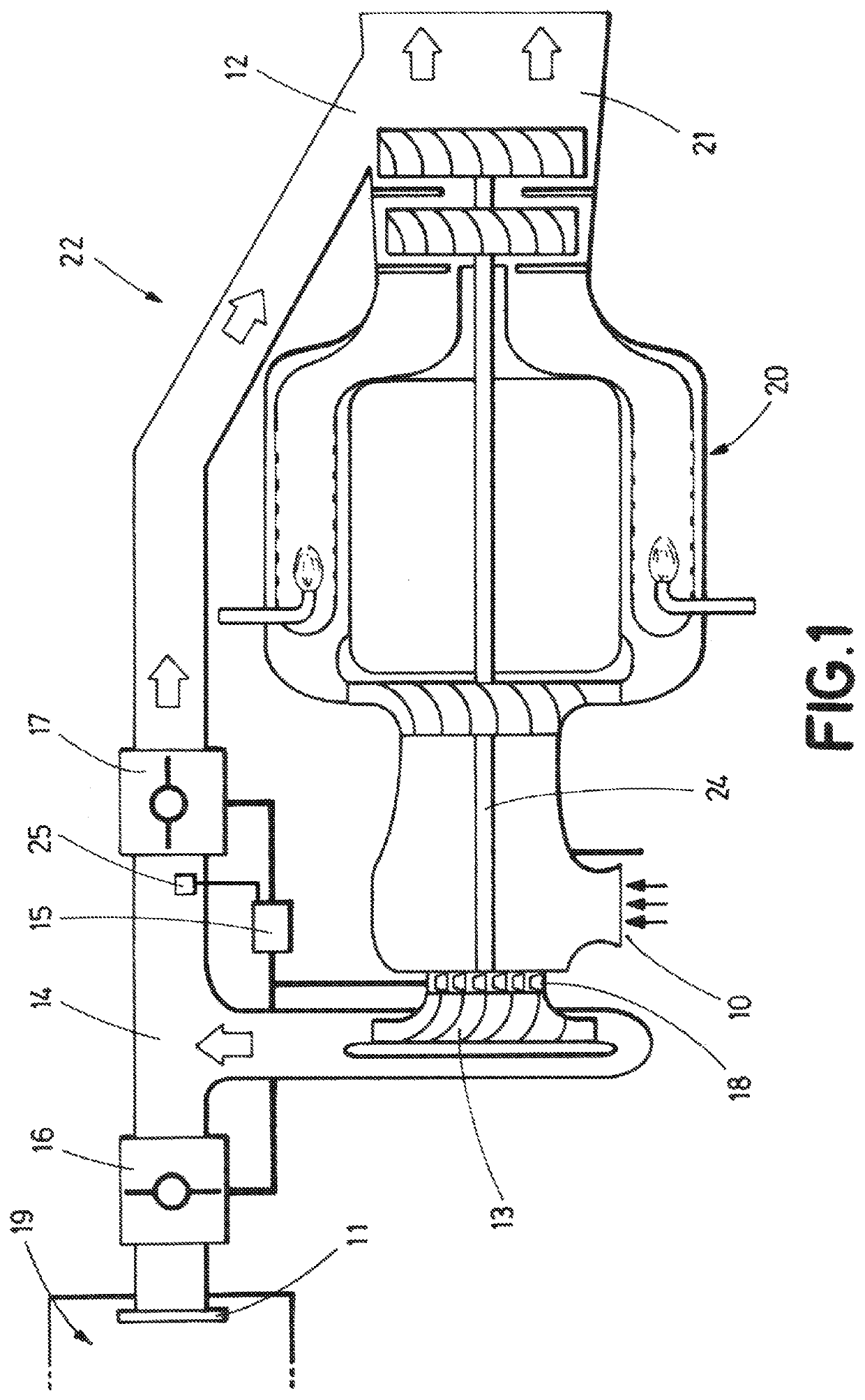 Vehicle cabin air supply device and operating method of such device