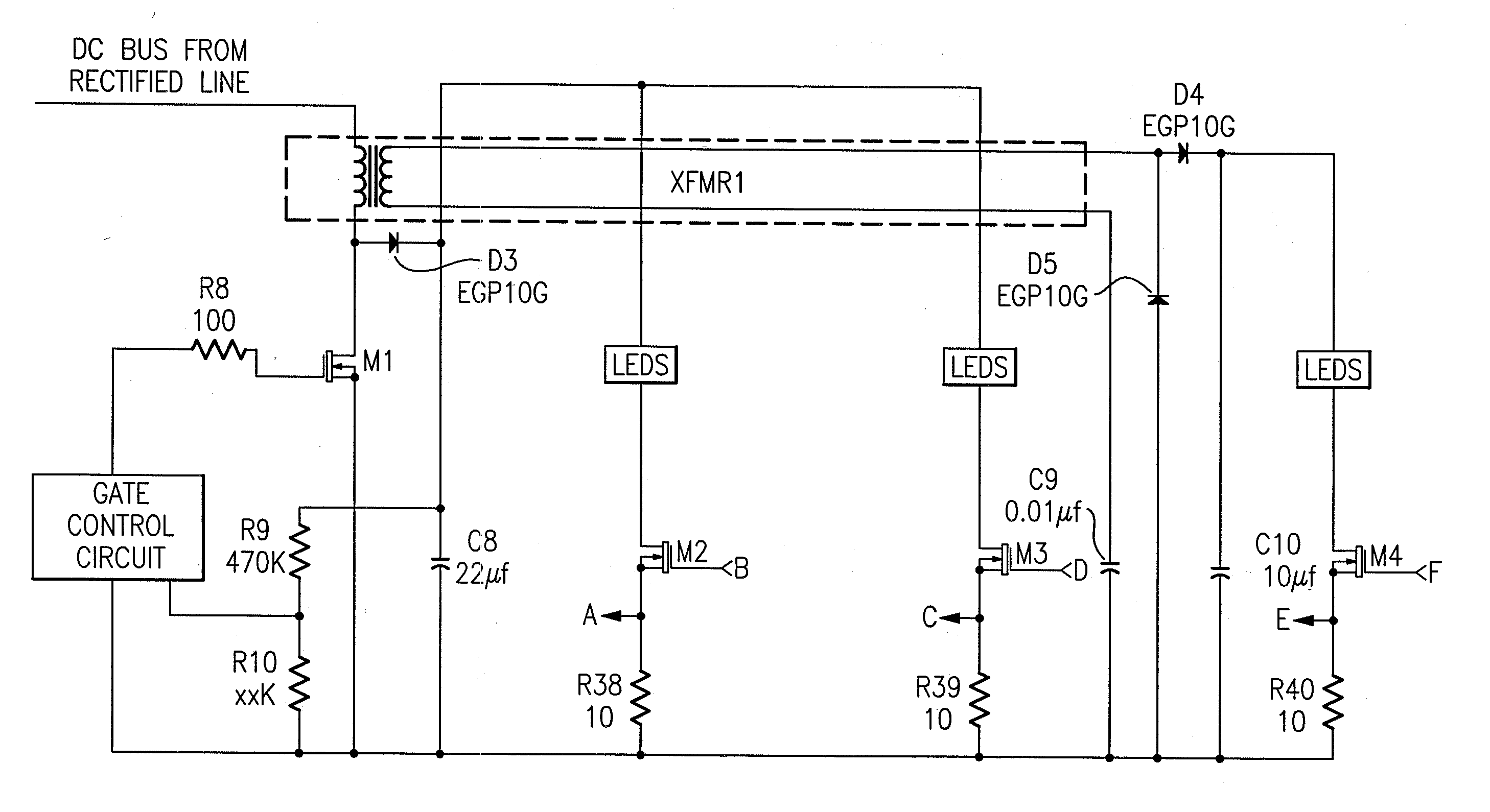 Circuitry for supplying electrical power to loads