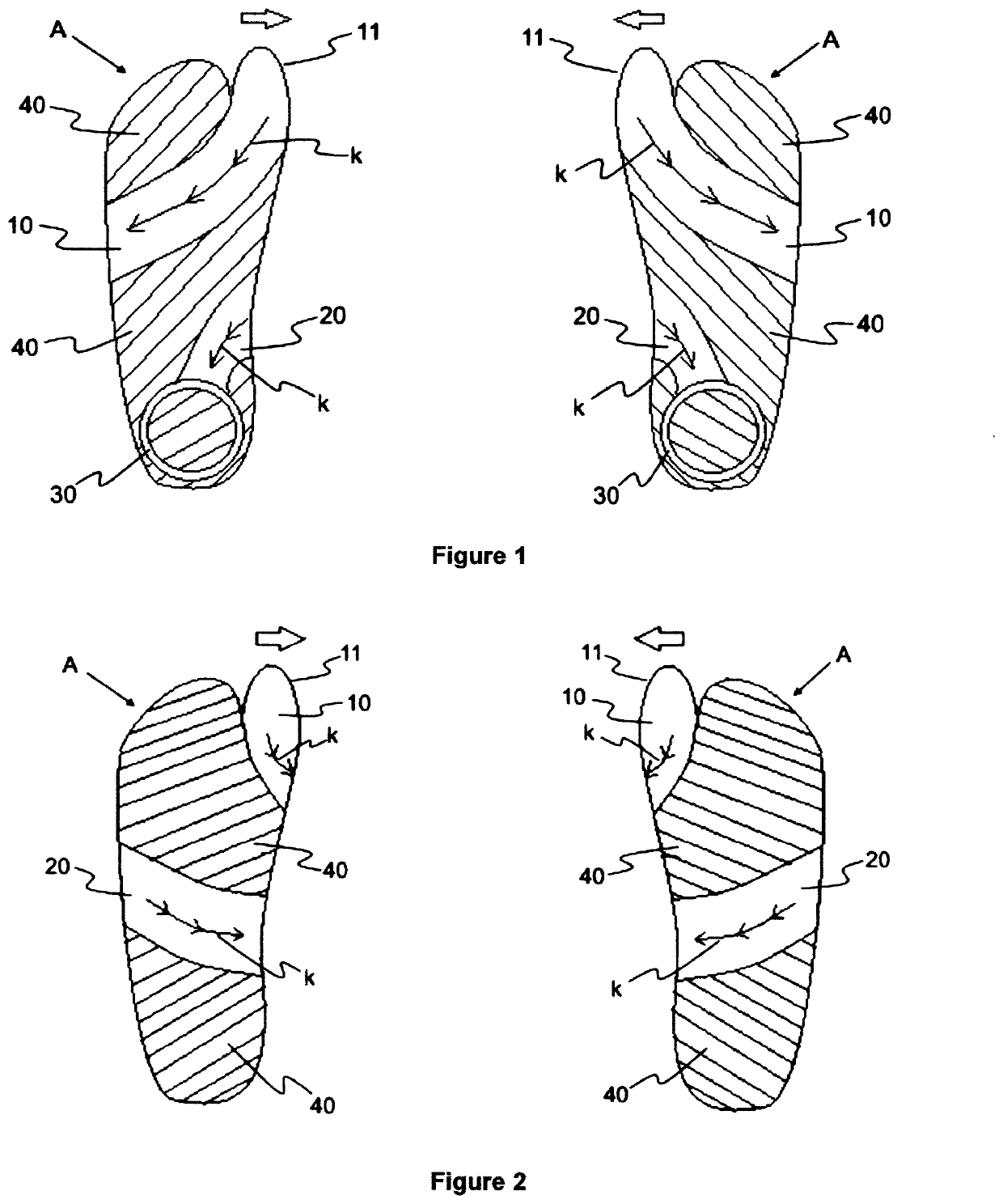 A pair of supportive socks for disorders caused by foot deformities