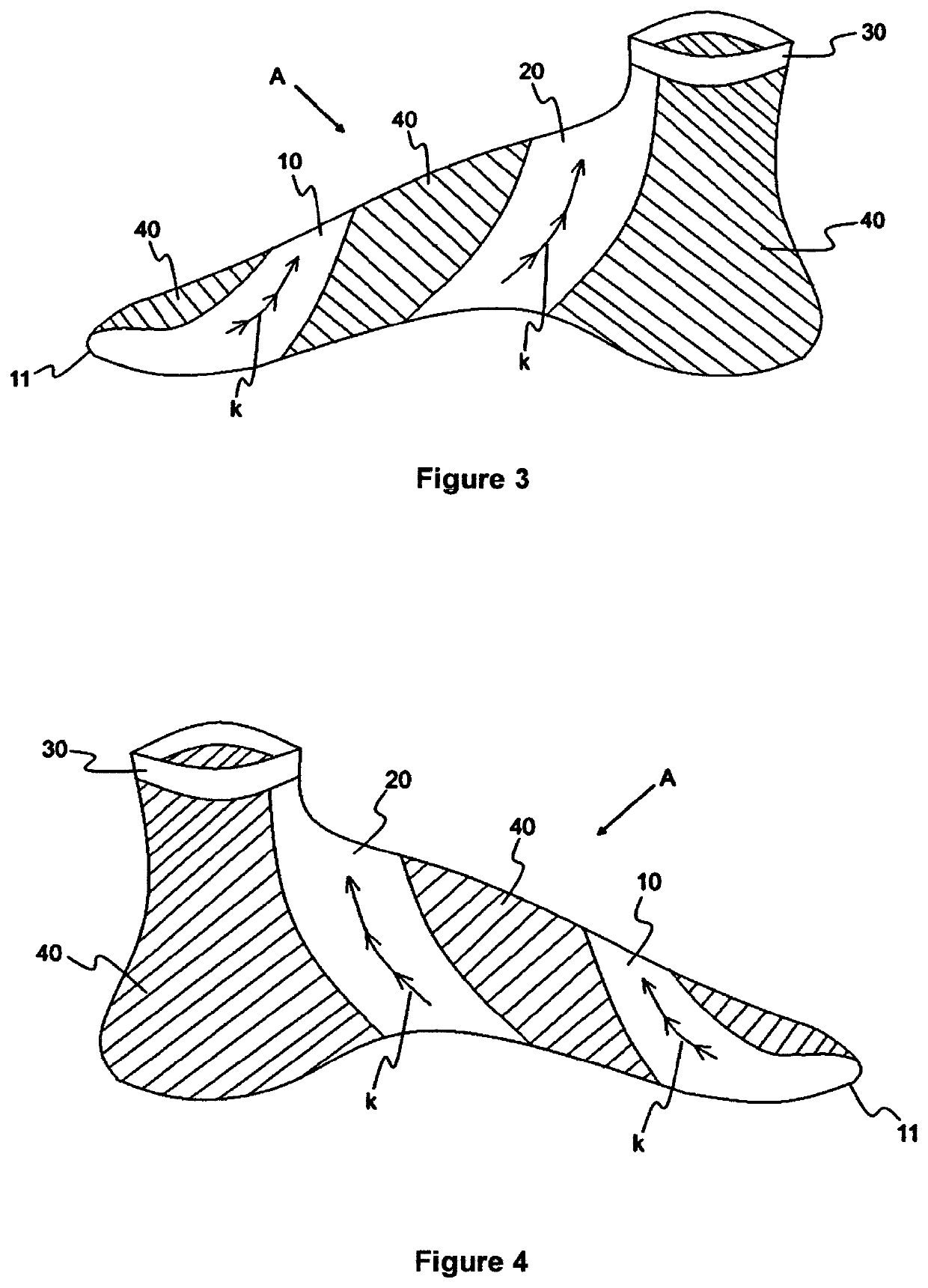 A pair of supportive socks for disorders caused by foot deformities
