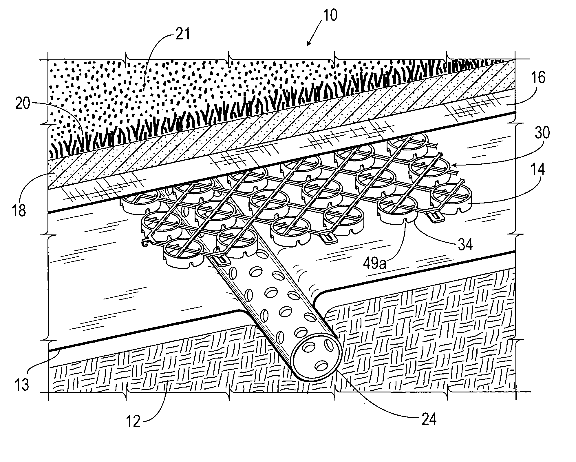 Subsurface drainage system and drain structure therefor