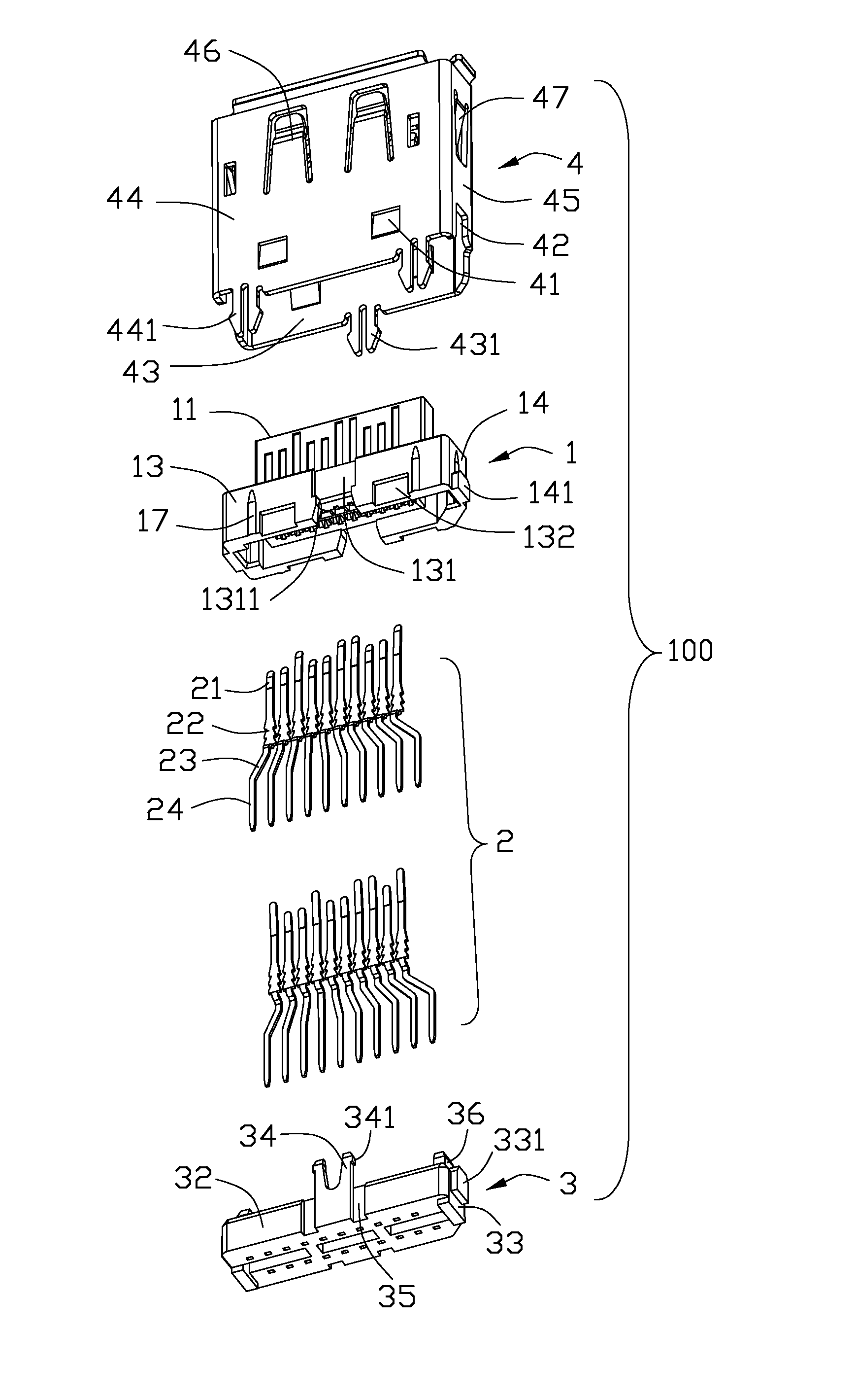 Electrical connector with a stable structure