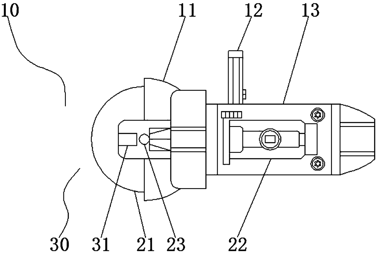 Cutting and flattening device of angle grinder