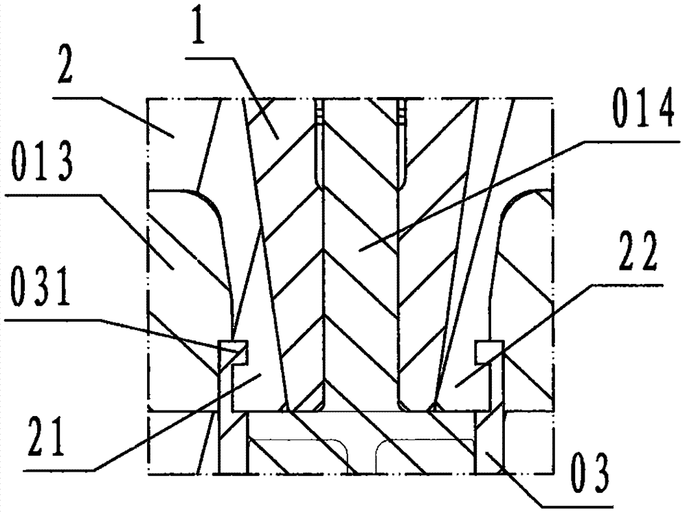 Injection mold fixed mold side centripetal reversely-buckling corepulling device