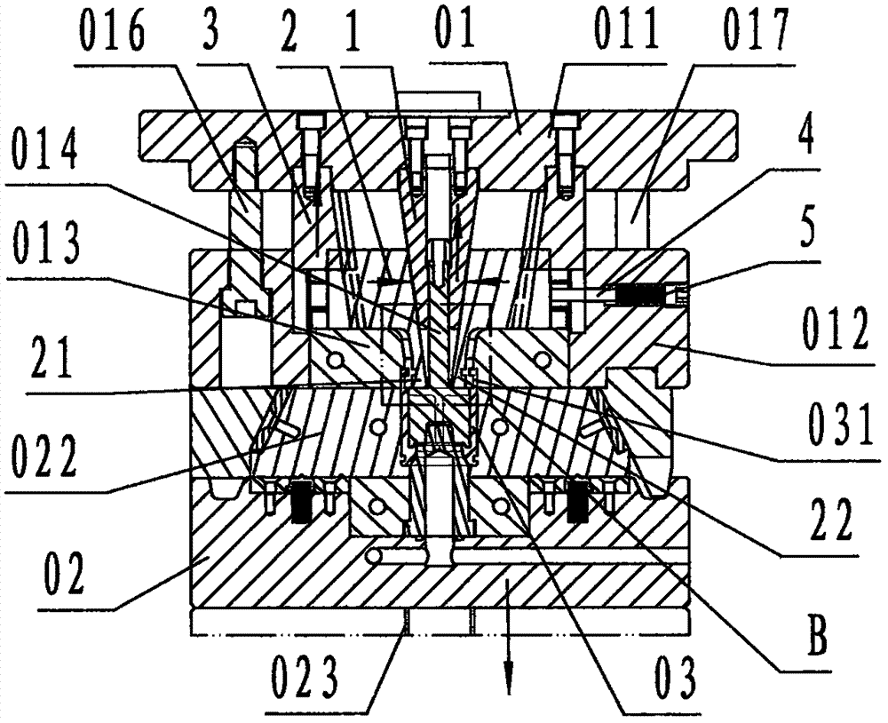 Injection mold fixed mold side centripetal reversely-buckling corepulling device