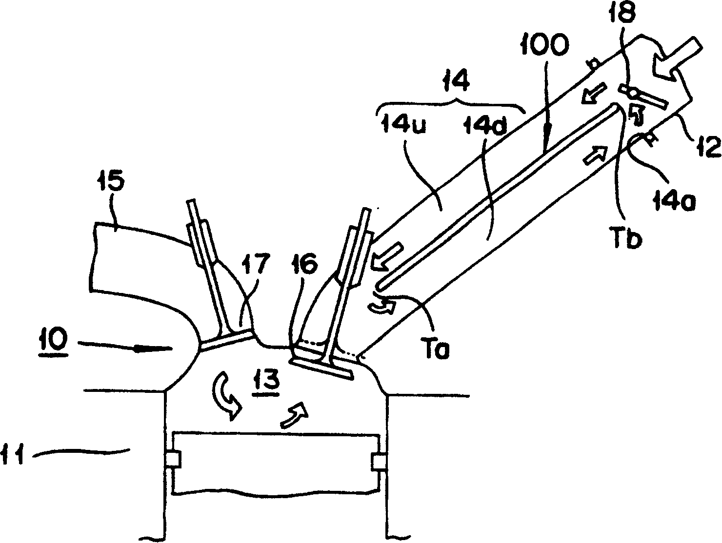 Divider plate for an inlet port, sand core for forming an inlet port, and cylinder head