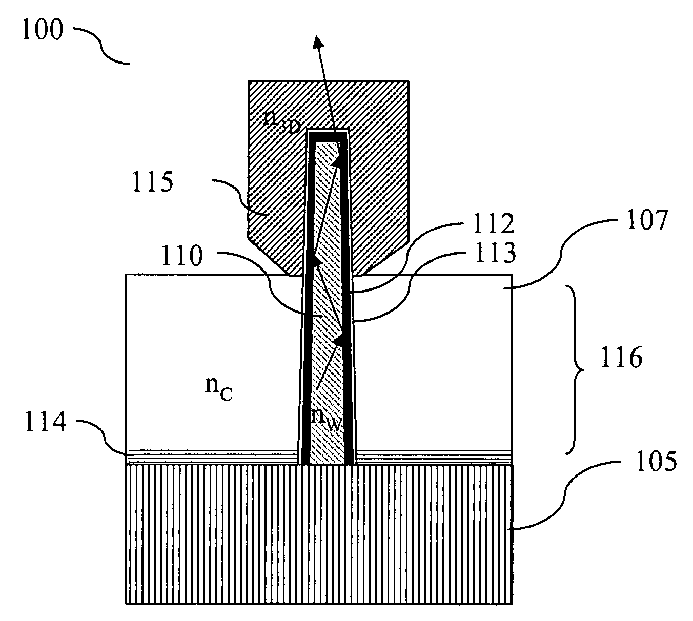 Led with upstanding nanowire structure and method of producing such