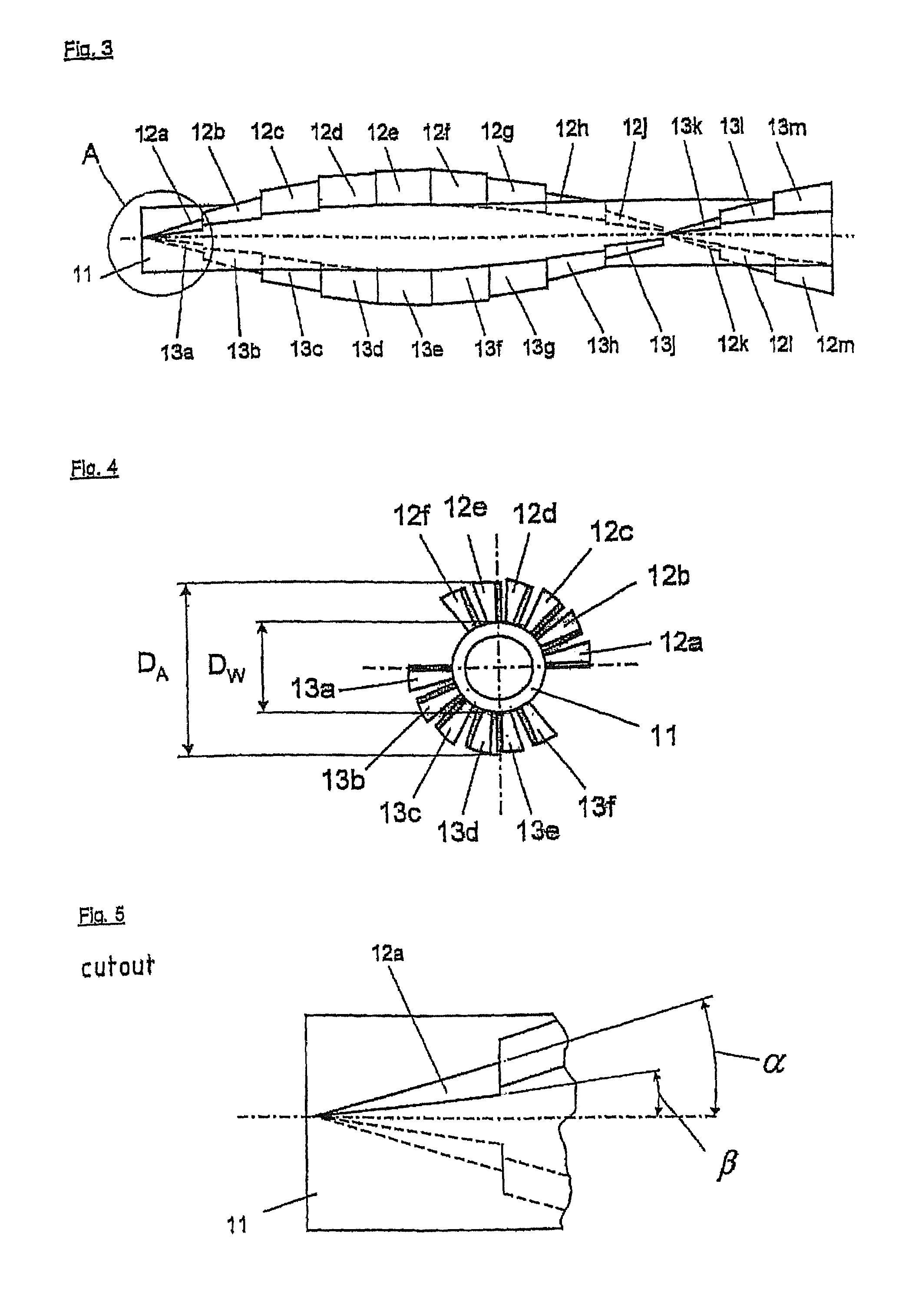 Curved blade mixing device