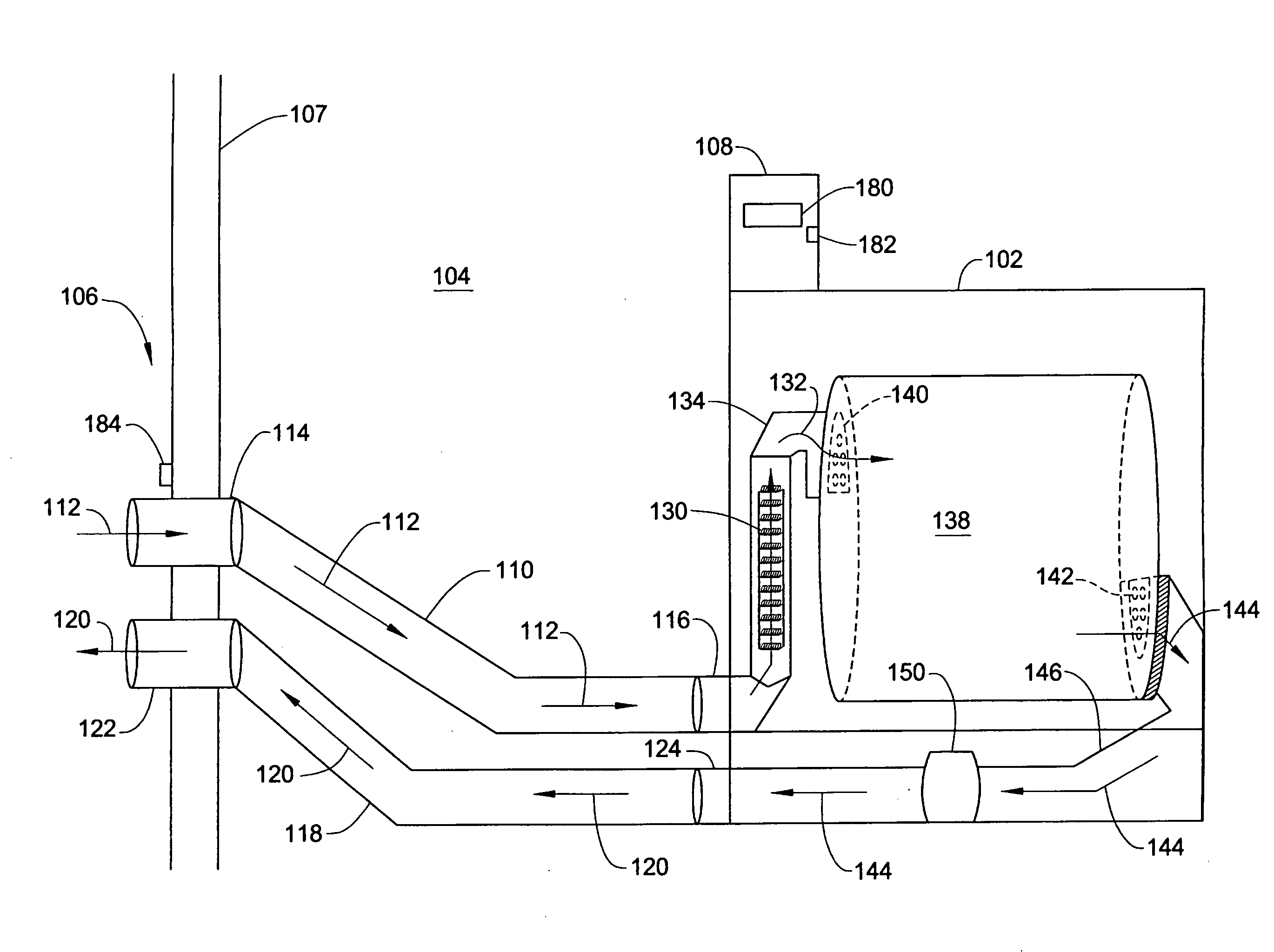 Dryer and adapter having ducting system