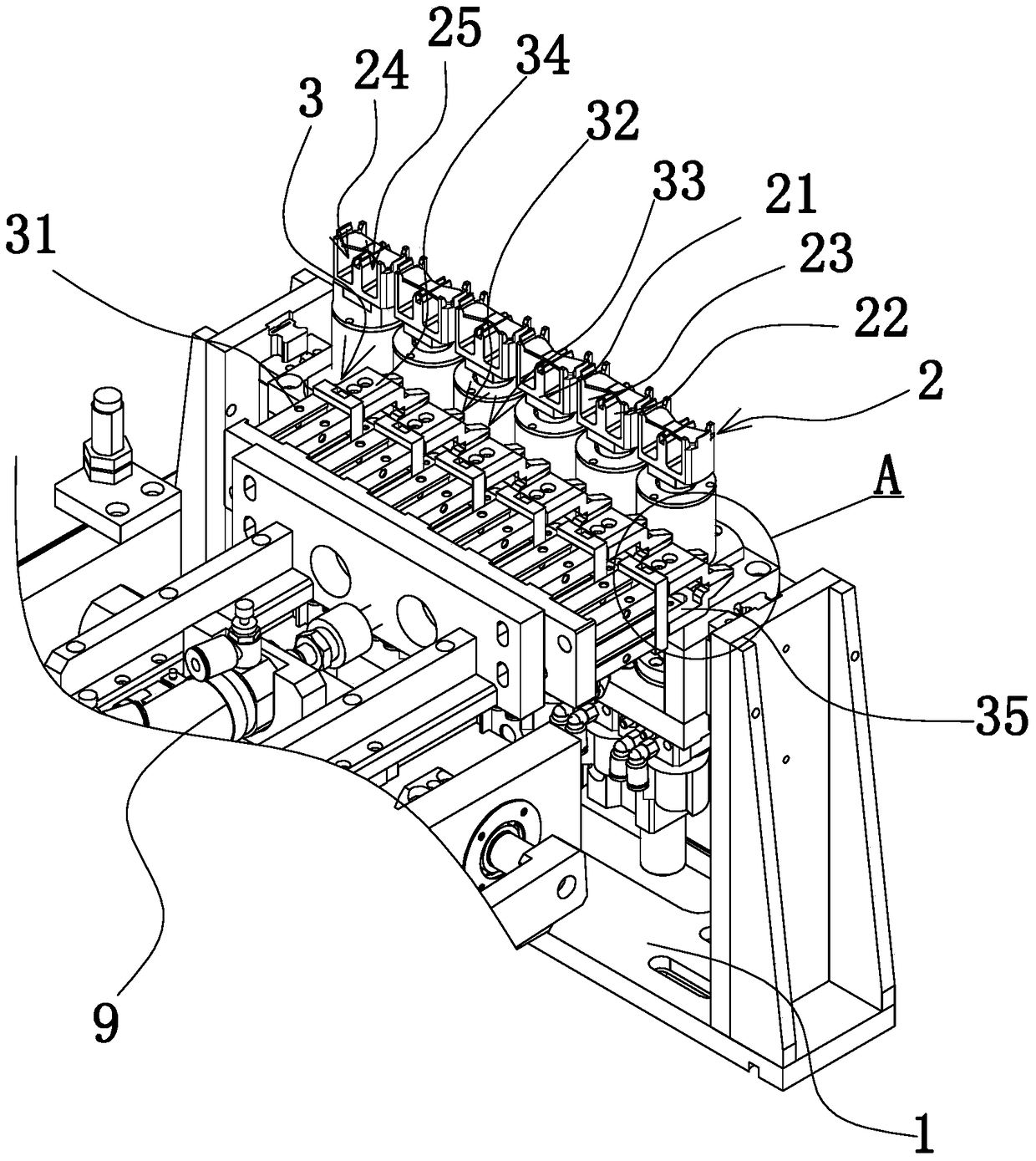 A clamping structure of a double-leaf needle seat of a medical accessory assembly machine