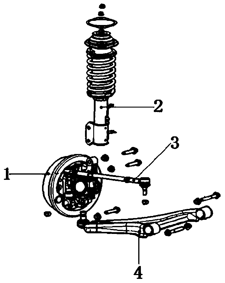 Rear wheel suspension device and automobile