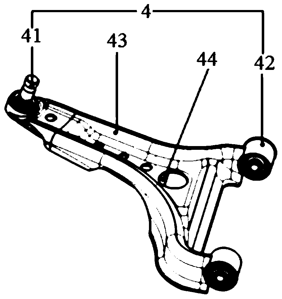 Rear wheel suspension device and automobile