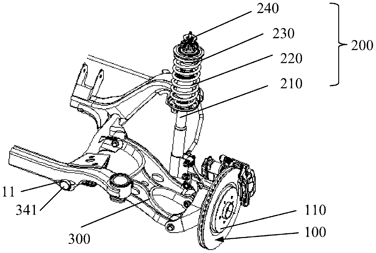 Rear wheel suspension device and automobile