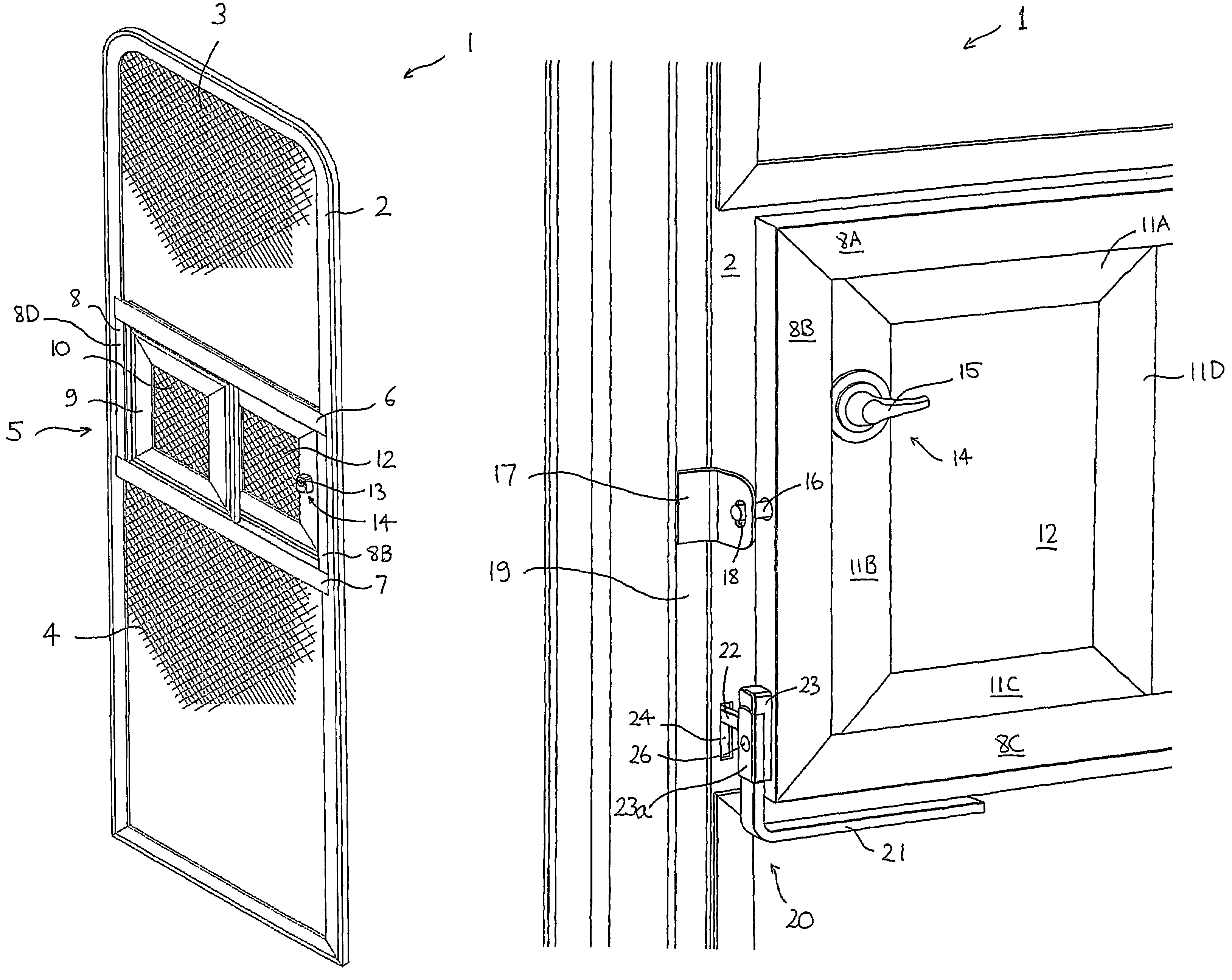 Security screen door for vehicles and a locking system therefor