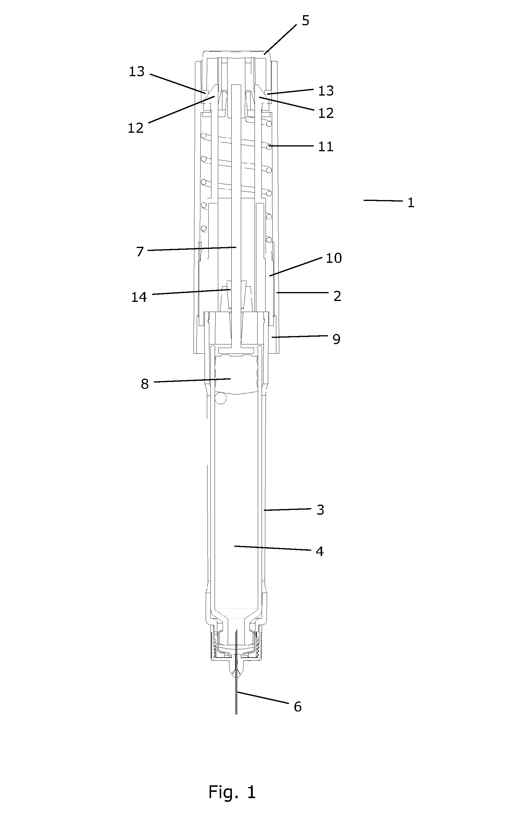 Device for injecting apportioned doses of liquid drug