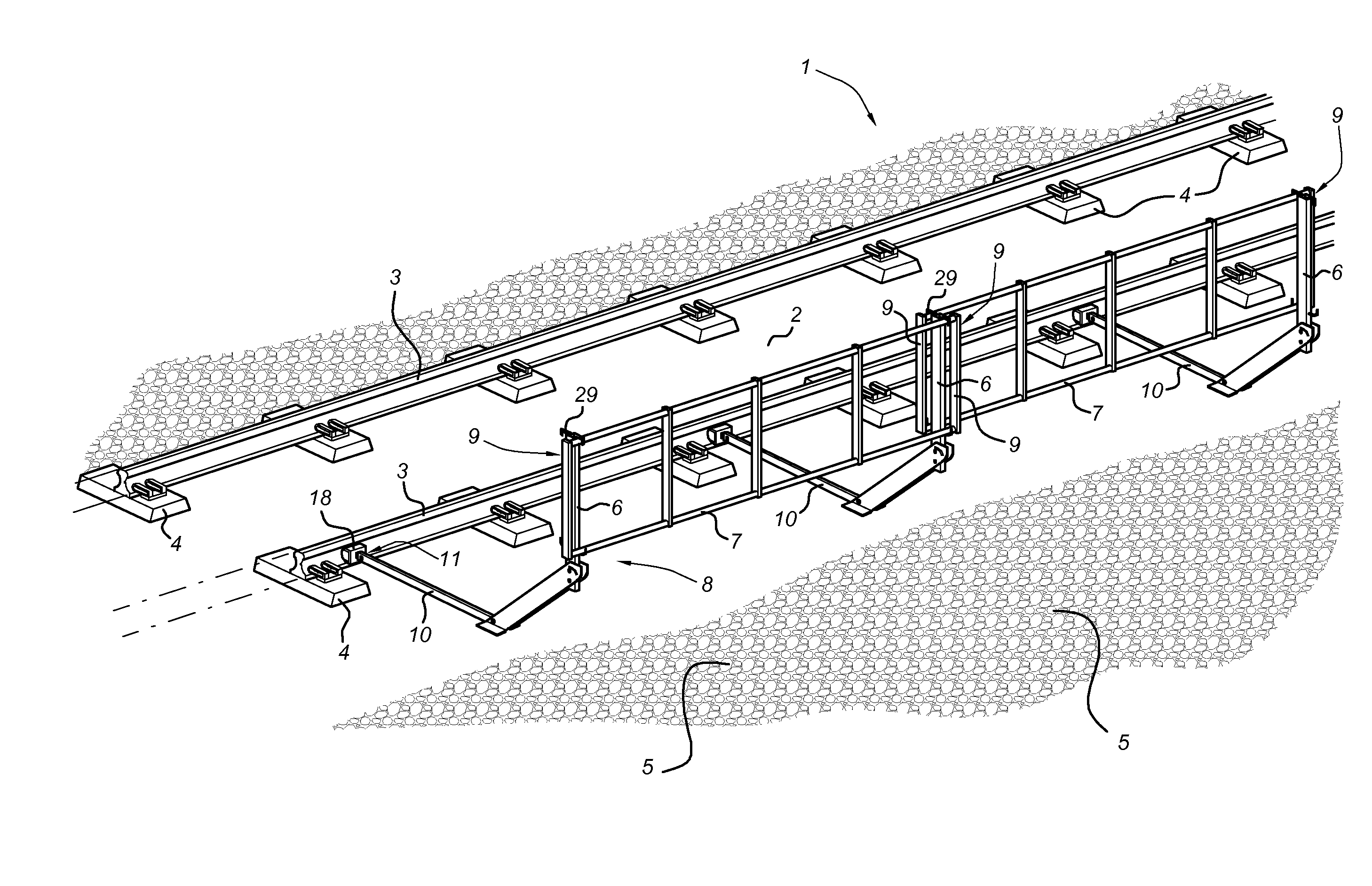 Safety structure for a railway line