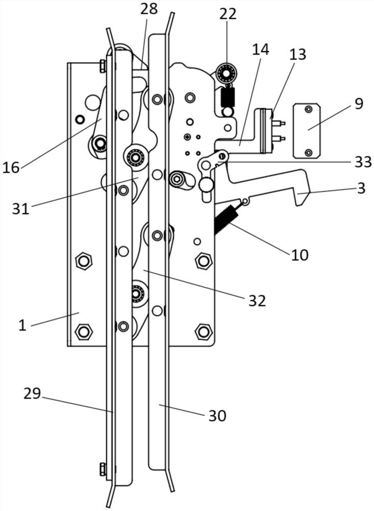 Elevator connecting rod car door lock device and control method thereof