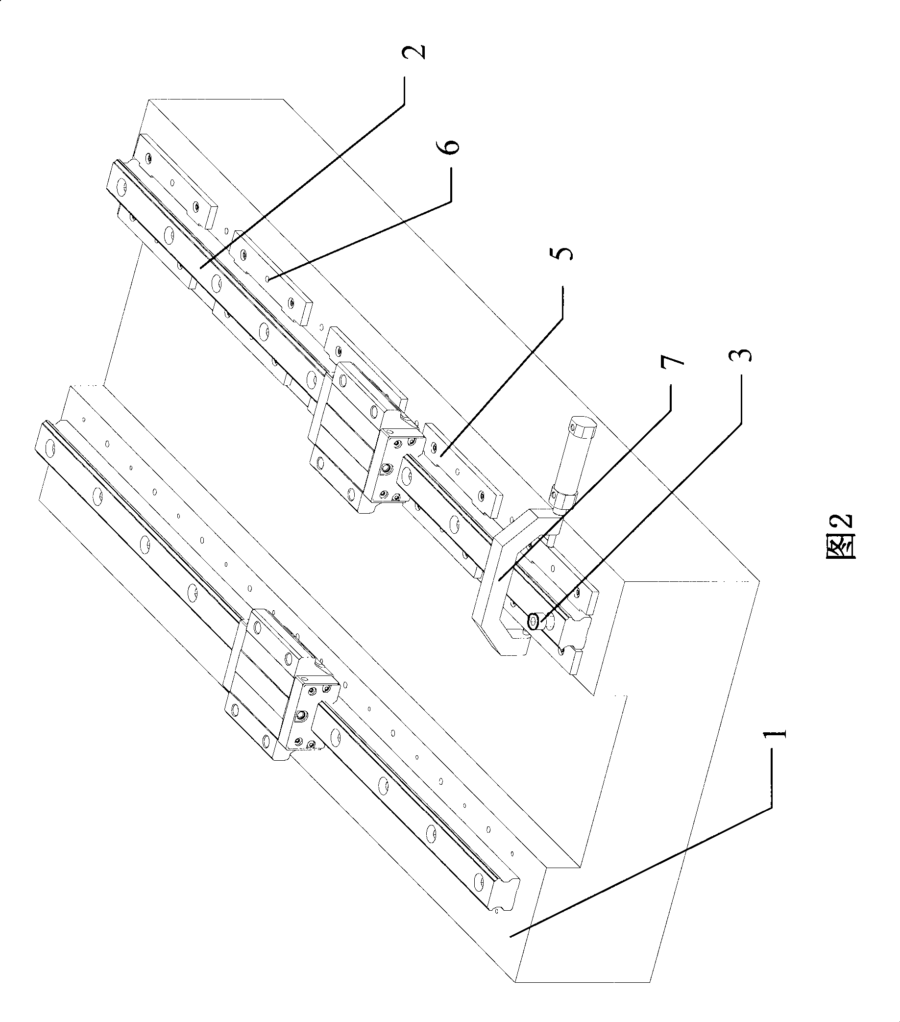 Method for positioning and clamping straight-line guiding rail