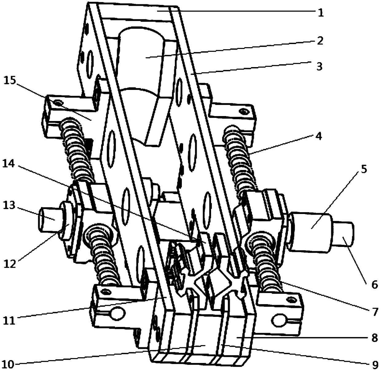 Gun clamping mechanism assembled to unmanned aerial vehicle and provided with spring buffer device