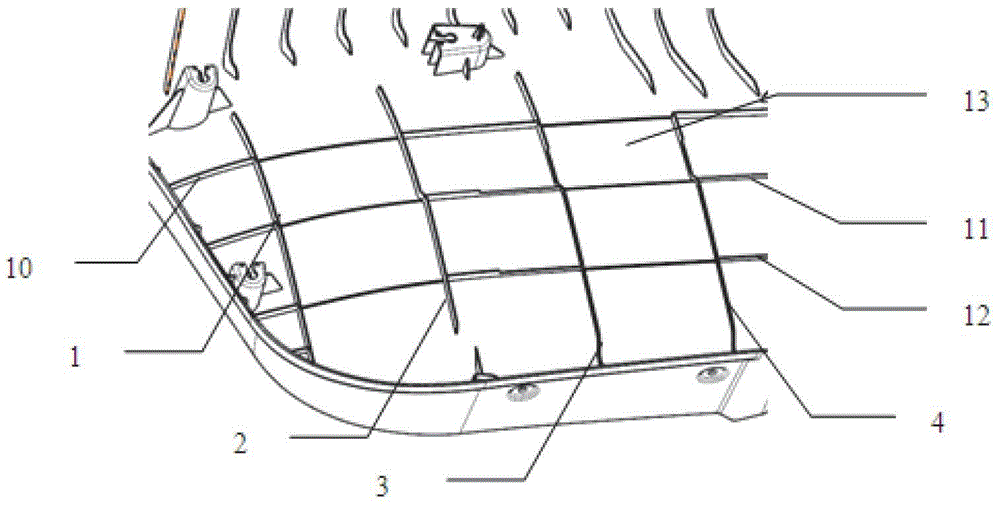 Arrangement structure of reinforcing ribs of interior panel of back door