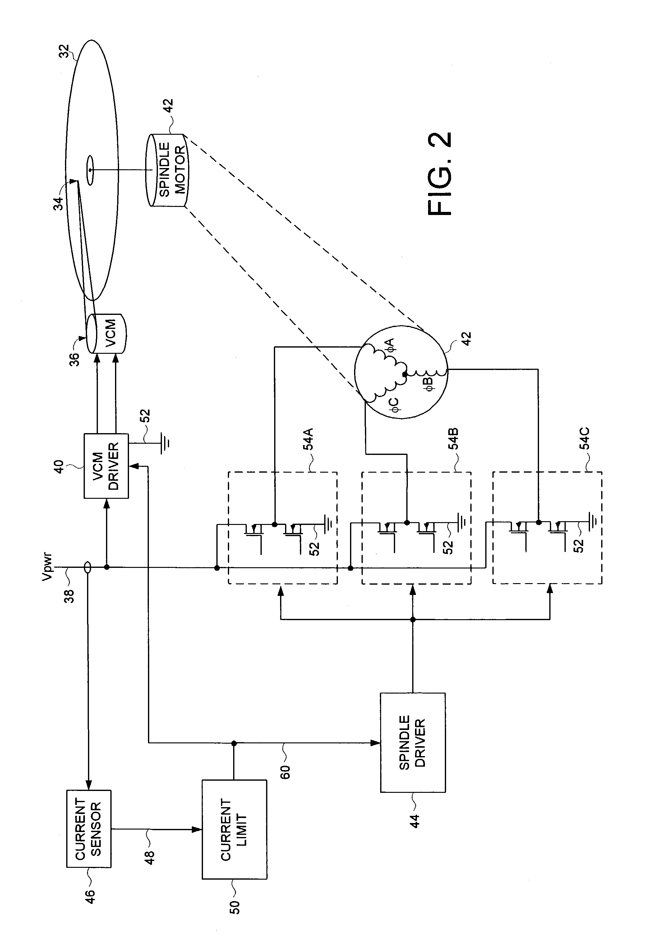 Disk drive monitoring a supply current to protect motor driver circuits