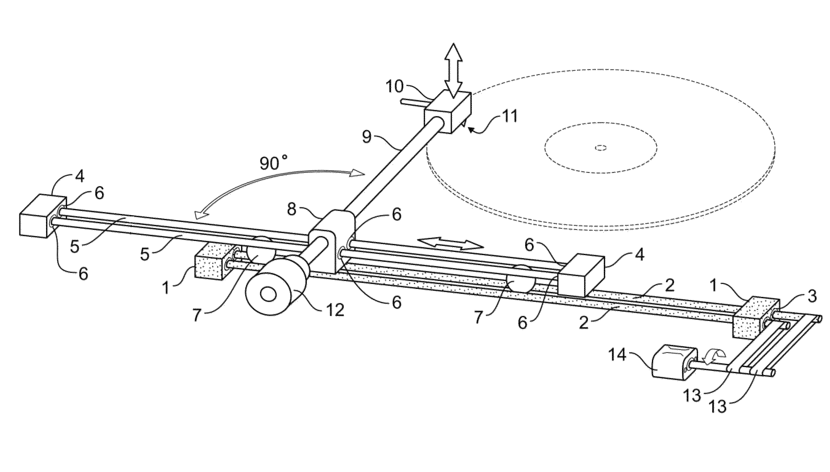 Low friction linear tracking tone arm