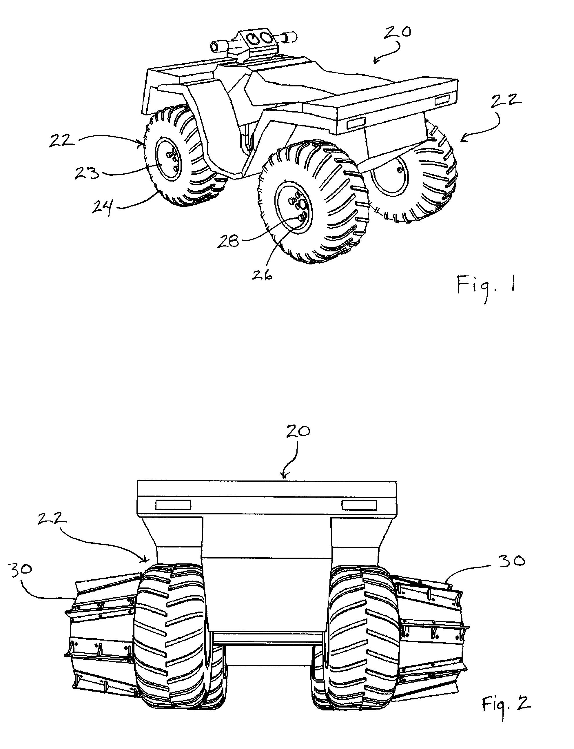 Loose terrain traction-assist device for wheeled all-terrain and utility vehicles