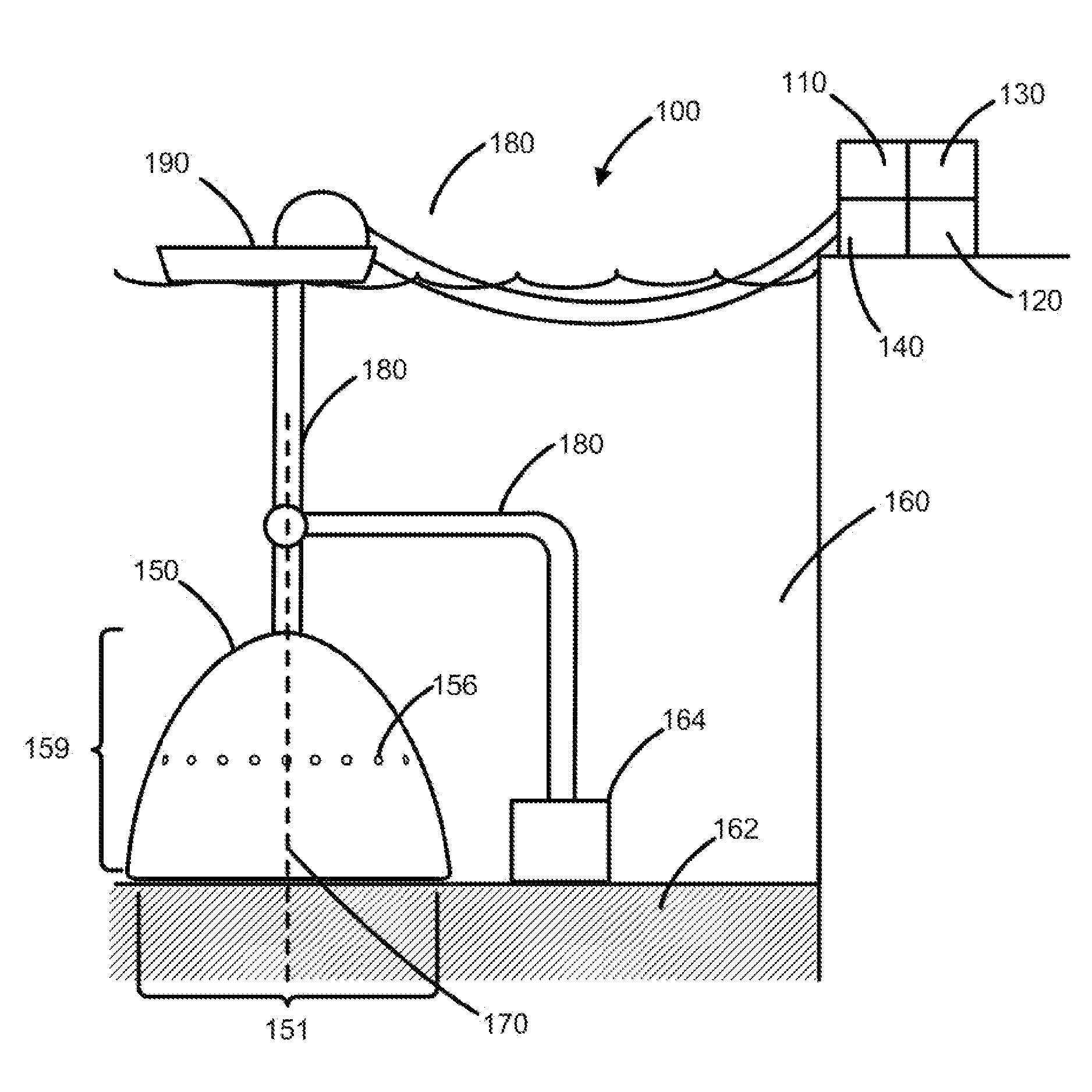 Underwater energy storage using compressed fluid