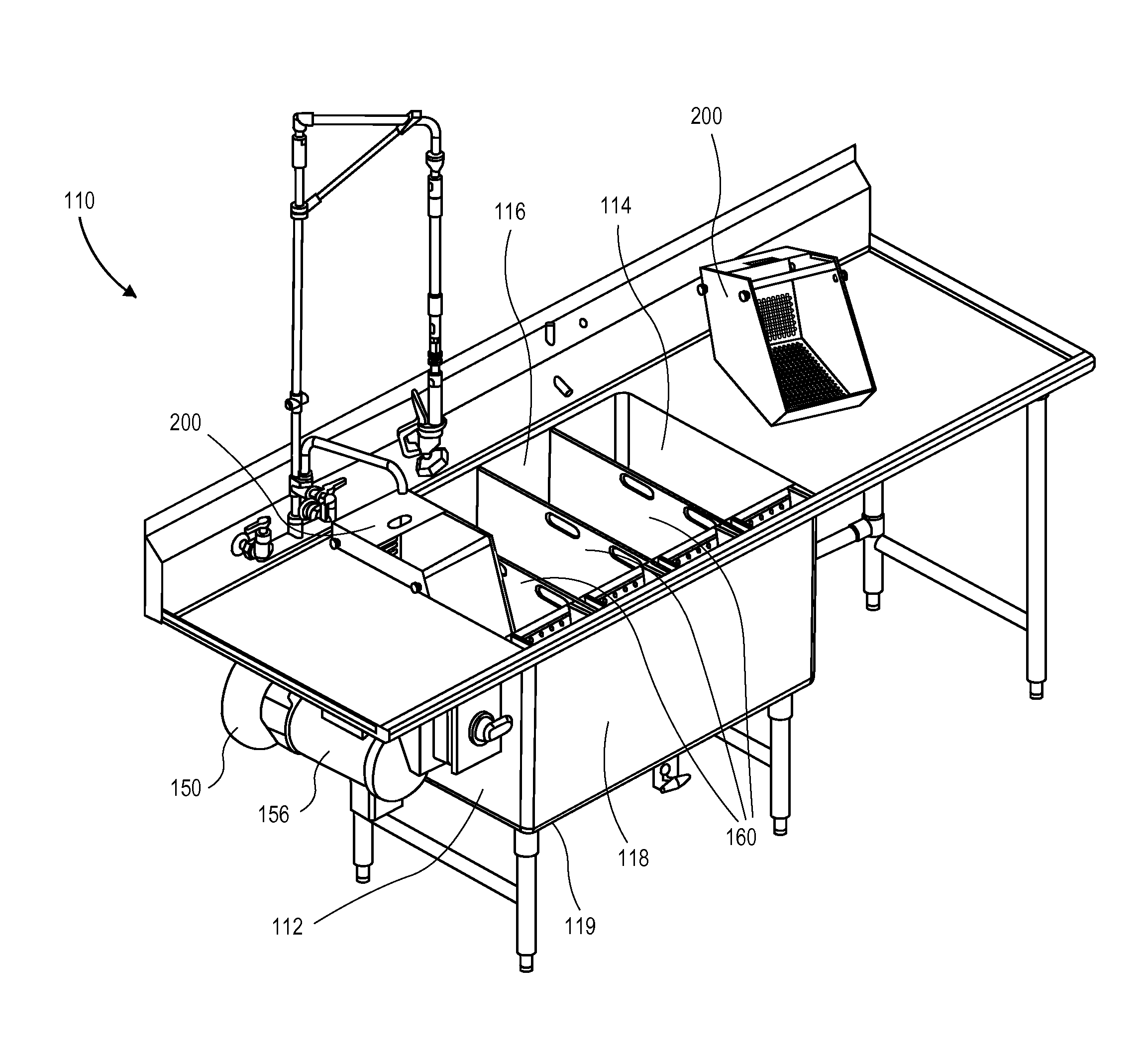 Produce washer and method for continuous motion washing machine
