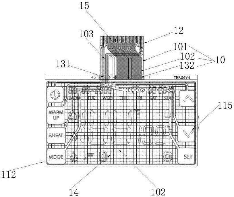 Structure with touch function for VA segment code double-sided ITO display screen and process of structure