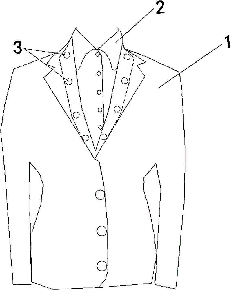 Garment provided with false collar and made of woven photograph fabric