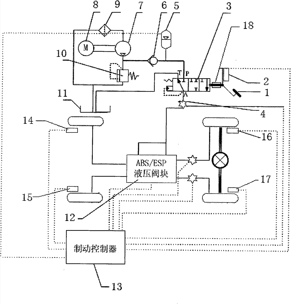 Electric vehicle hydraulic brake system according with brake energy recovery and having ABS/ESP function